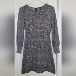 Ann Taylor houndstooth long sleeve dress XXSP to Small, black and white